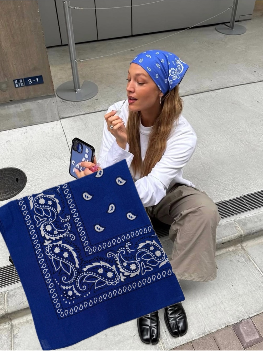 Blue Paisley Cotton Bandana